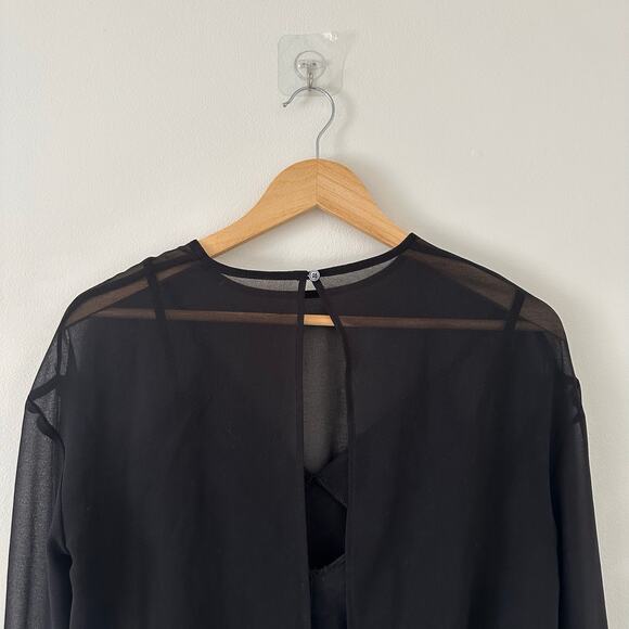 Aritzia Wilfred Talmont Sheer Sheer Chiffon Bodysuit Black XS - Picture 8 of 9